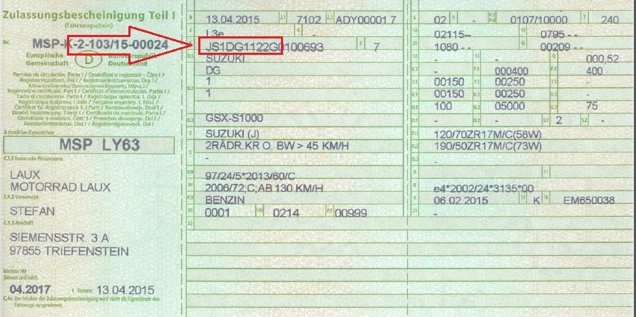 Wo finde ich den Fahrzeugtyp in meinen Unterlagen